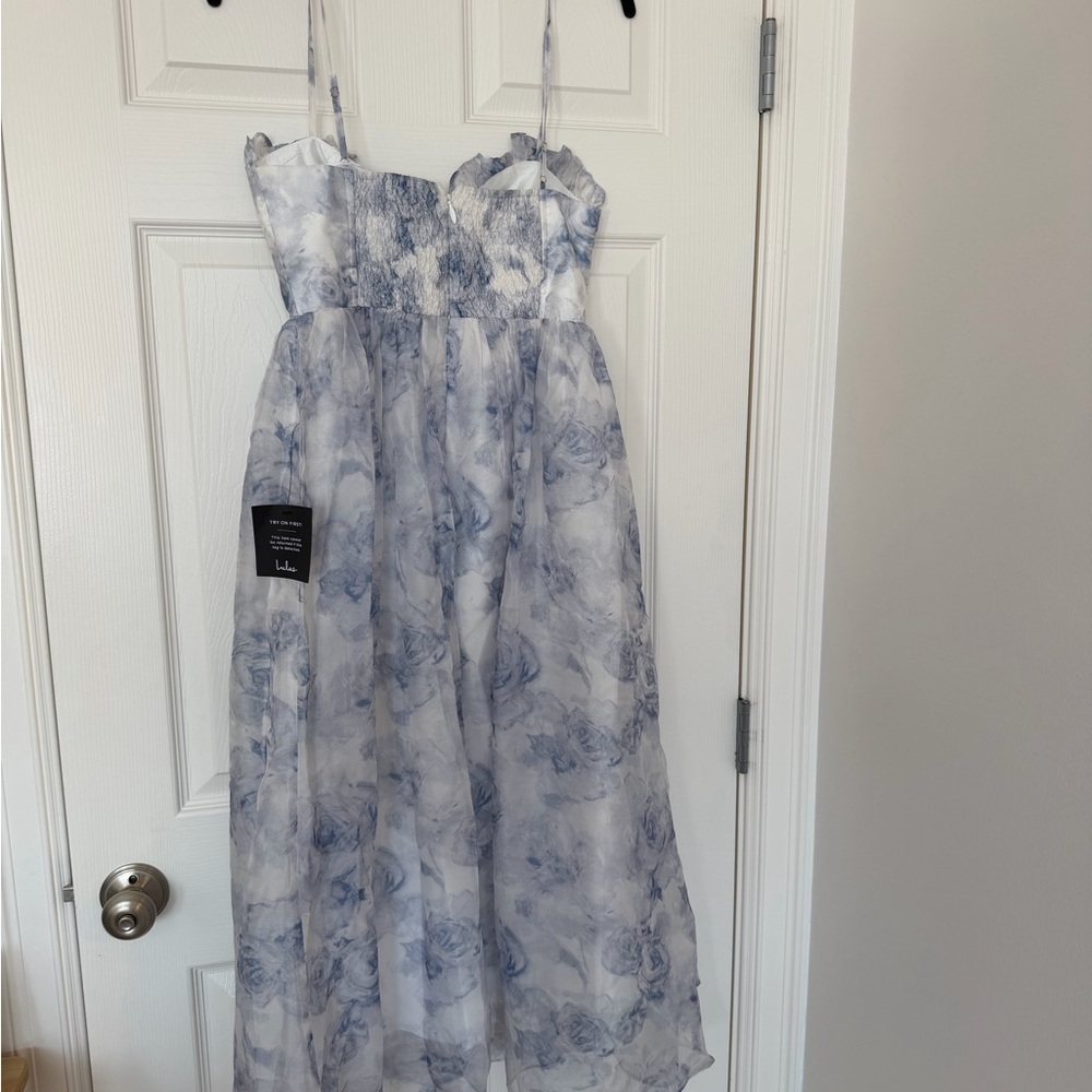 Lulu's Dreamy White and Blue Midi Dress - Picture 8 of 8